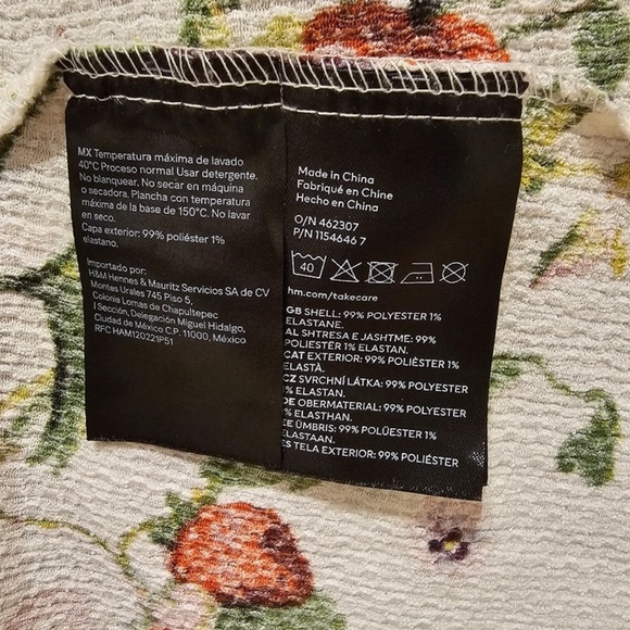 H&M Smocked Bust Watercolour Floral Dress S - Picture 3 of 6